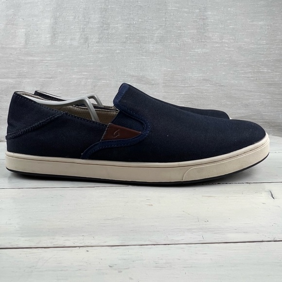 491hepb OLukai KAHU blue and off white slip on loafers men\'s 11.5 main image 7